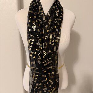 Very Unique Black & Gold Music Scarf